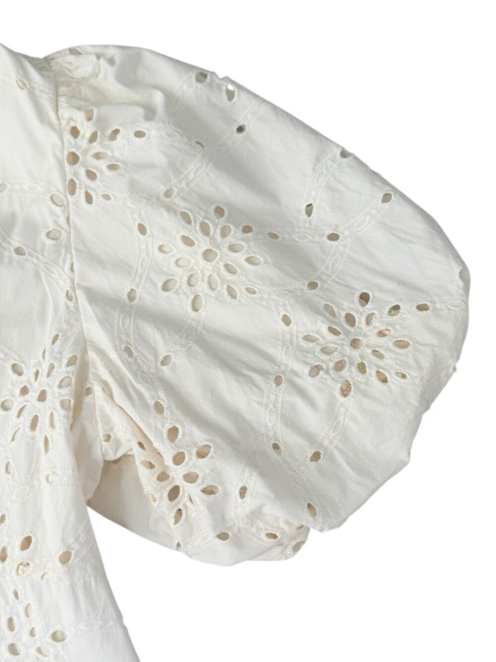 Gibson Latimer Eyelet Cotton Hi Low Dress Cream XXL Coastal Cottagecore - Picture 5 of 8